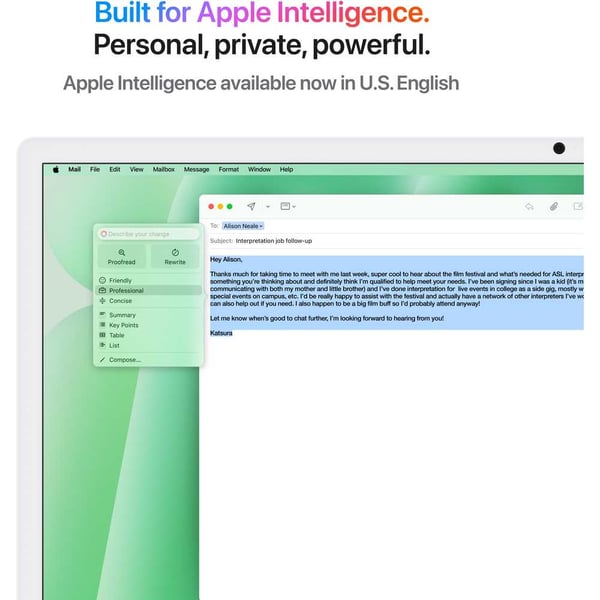 Apple iMac  24-inch (2024), M4 chip with 8-core CPU, 16GB RAM, 256GB SSD, 8-core GPU, 4.5K Retina Display, Eng-Arb Keyboard, UAE Version, Green, MWUE3AB/A