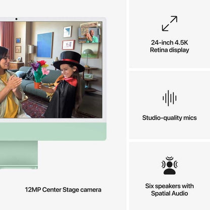 Apple iMac  24-inch (2024), M4 chip with 10-core CPU, 24GB RAM, 512GB SSD, 10-core GPU, 4.5K Retina Display, English Keyboard, UAE Version, Green, MD2Q4ZS/A