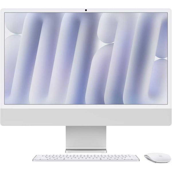 Apple iMac  24-inch (2024), M4 chip with 10-core CPU, 24GB RAM, 512GB SSD, 10-core GPU, 4.5K Retina Display, English Keyboard, UAE Version, Silver, MCR24ZS/A