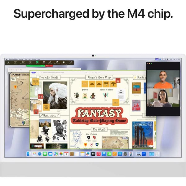 Apple iMac  24-inch (2024), M4 chip with 8-core CPU, 16GB RAM, 256GB SSD, 8-core GPU, 4.5K Retina Display, English Keyboard, UAE Version, Silver, MWUC3ZS/A
