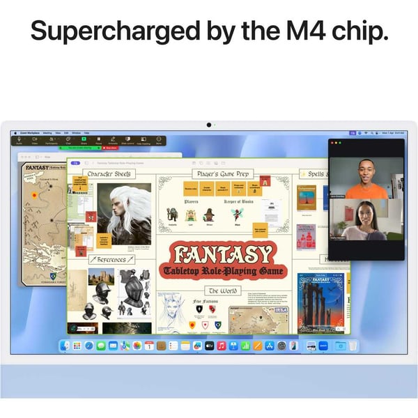 Apple iMac  24-inch (2024), M4 chip with 8-core CPU, 16GB RAM, 256GB SSD, 8-core GPU, 4.5K Retina Display, Eng-Arb Keyboard, UAE Version, Blue, MWUF3AB/A