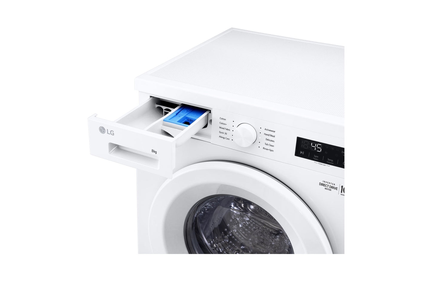 LG Front Load Washer with 6 motion Inverter Direct Drive,8KG WHITE, F2Y1TYP3W