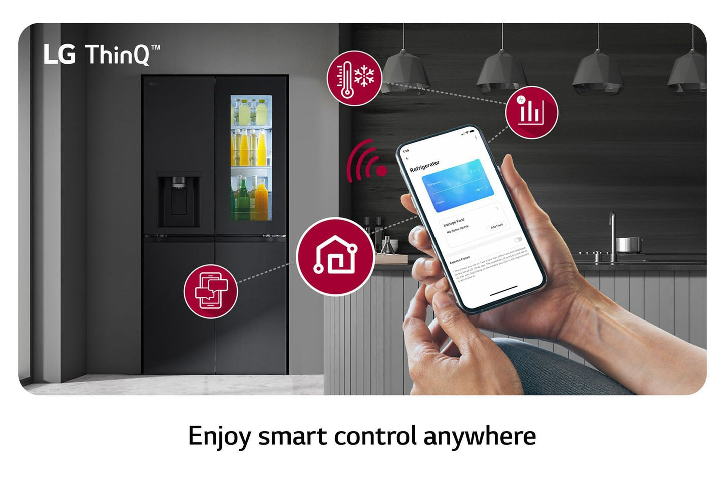 LG French Door Refrigerator with InstaView technology LFX29FFQYB Matte Black 508L