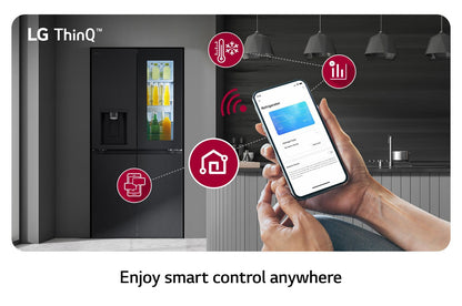 LG French Door Refrigerator with InstaView technology LFX29FFQYB Matte Black 508L