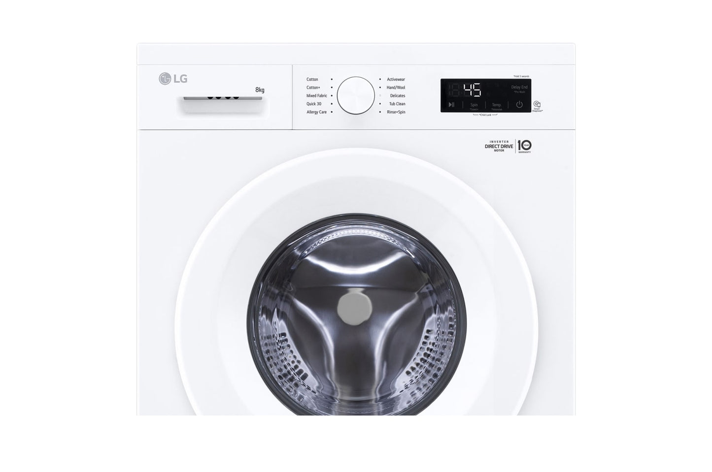 LG Front Load Washer with 6 motion Inverter Direct Drive,8KG WHITE, F2Y1TYP3W