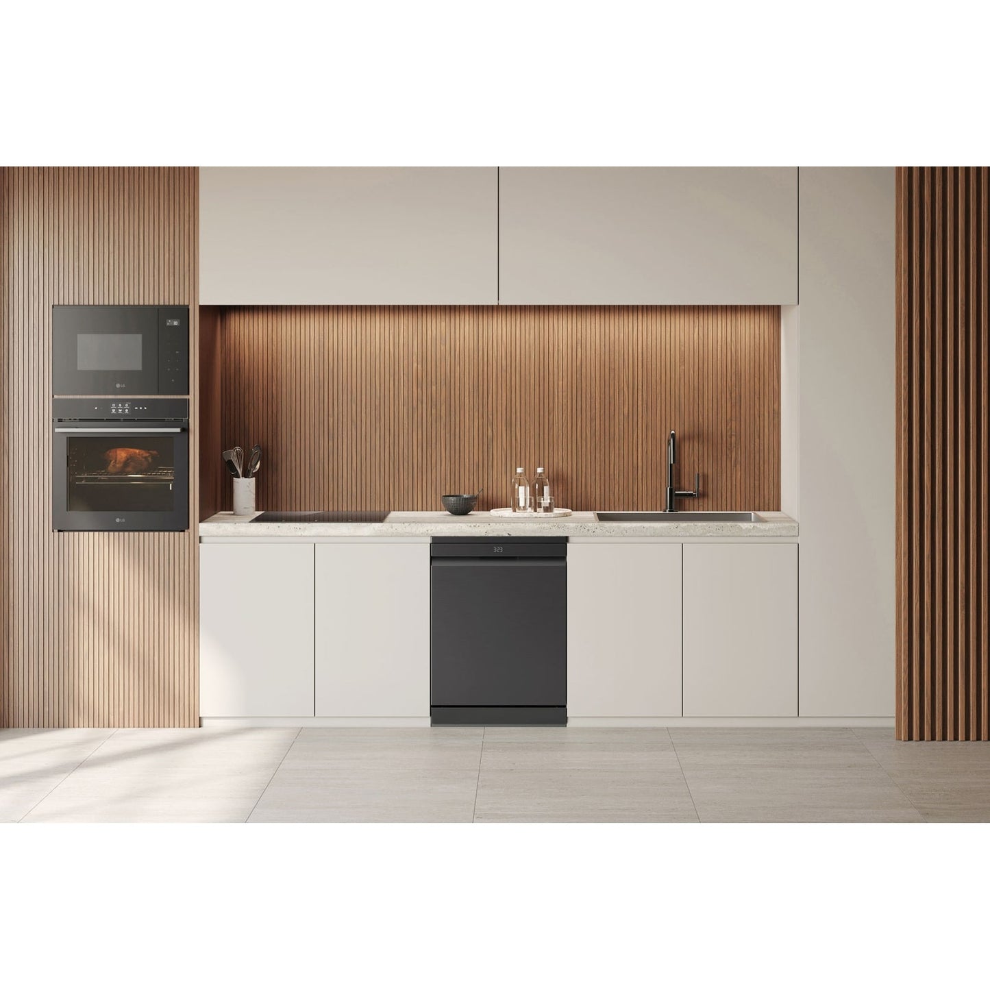 LG 14 Place Settings QuadWash Dishwasher with TrueSteam, Auto Open Dry and Heat Dry, Matte Black, DFC287HMS