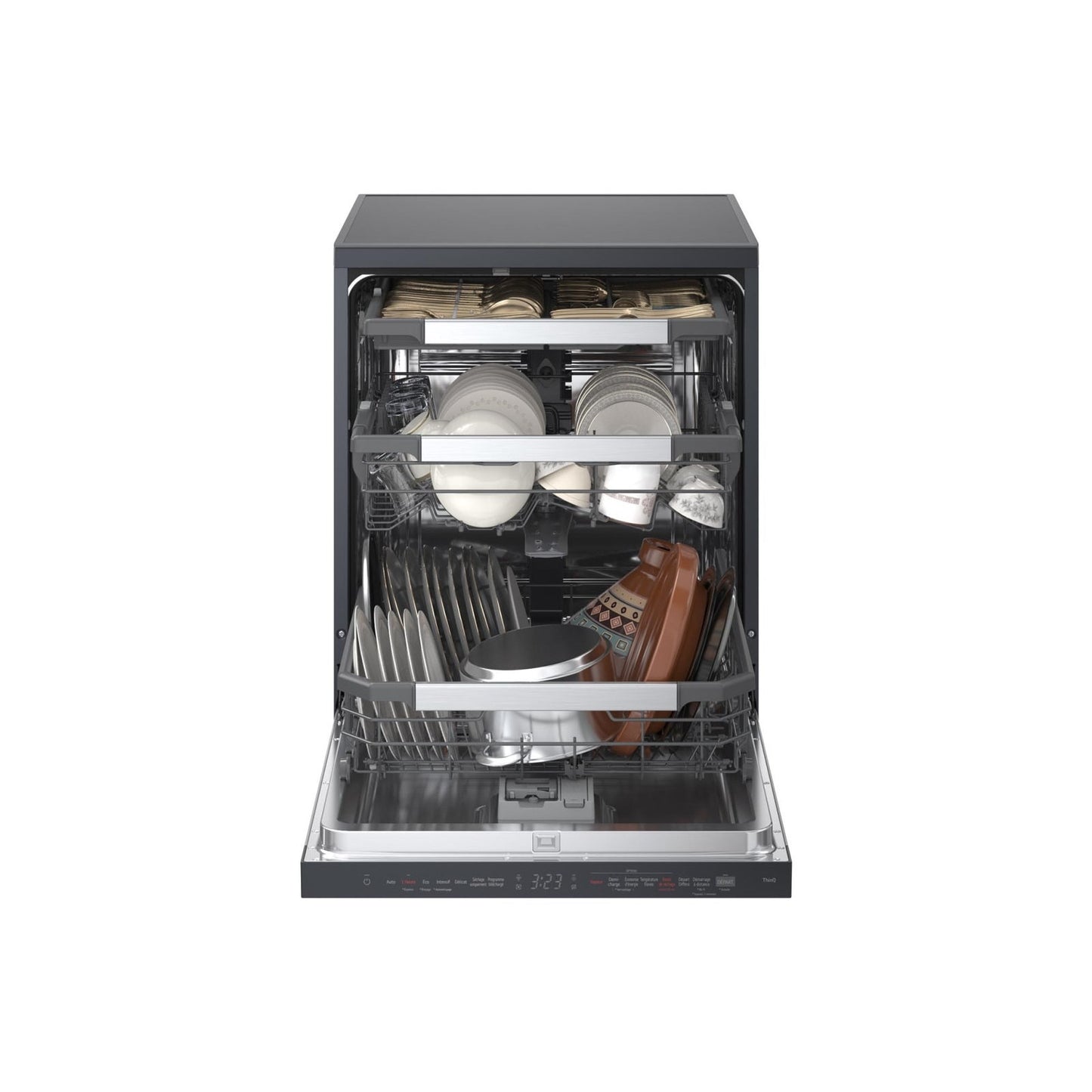 LG 14 Place Settings QuadWash Dishwasher with TrueSteam, Auto Open Dry and Heat Dry, Matte Black, DFC287HMS