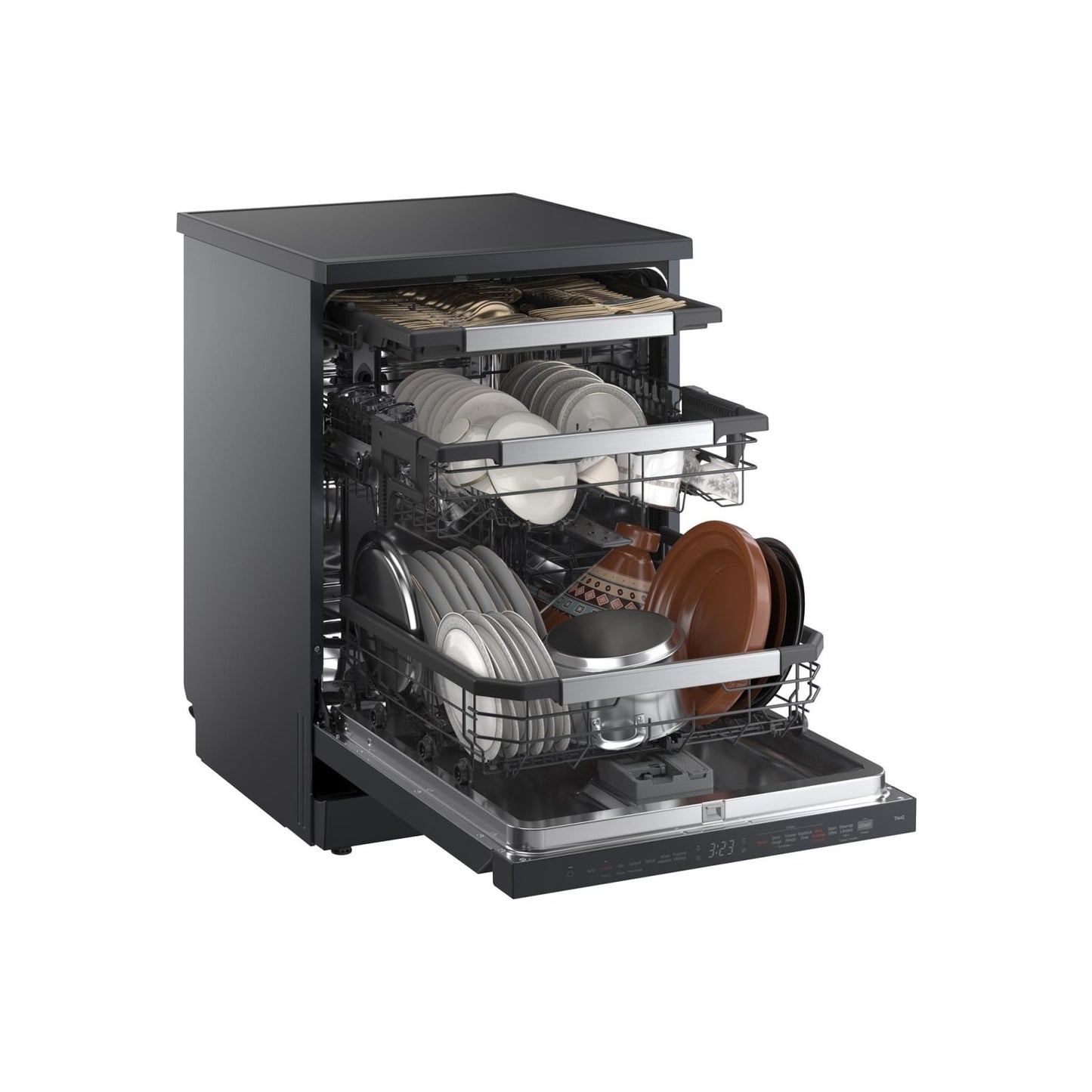 LG 14 Place Settings QuadWash Dishwasher with TrueSteam, Auto Open Dry and Heat Dry, Matte Black, DFC287HMS