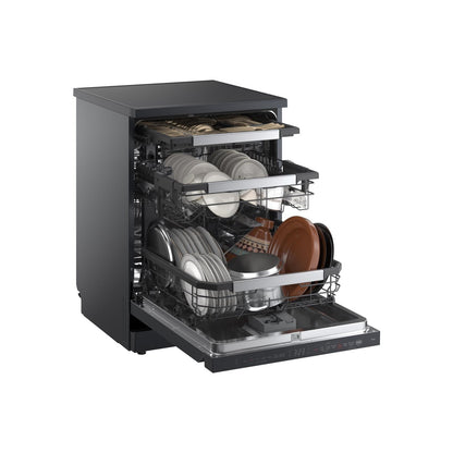 LG 14 Place Settings QuadWash Dishwasher with TrueSteam, Auto Open Dry and Heat Dry, Matte Black, DFC287HMS