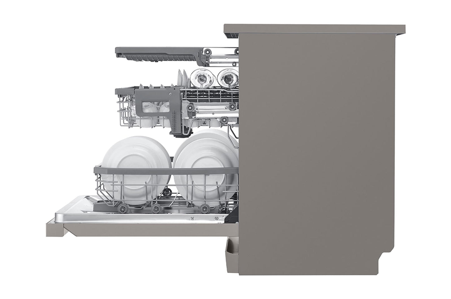 LG New QuadWash Steam Dishwasher, Inverter Direct Drive, Platinum Silver Color, DFC435FP