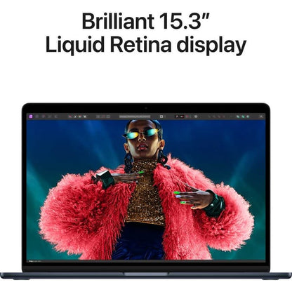 Apple Macbook Air 15-inch (2024), M3 chip with 8-core CPU, 24GB RAM, 512GB SSD, 10-core GPU, 15.3-inch Liquid Retina XDR display, Arb-Eng Keyboard, UAE Version, Midnight, MC9L4AB/A