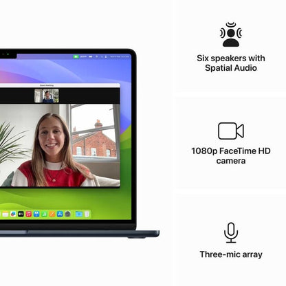 Apple Macbook Air 15-inch (2024), M3 chip with 8-core CPU, 24GB RAM, 512GB SSD, 10-core GPU, 15.3-inch Liquid Retina XDR display, Arb-Eng Keyboard, UAE Version, Midnight, MC9L4AB/A