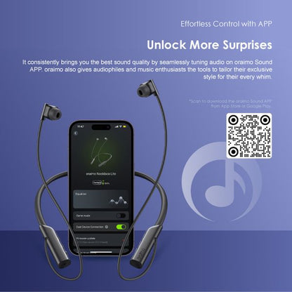 Oraimo  necklace lite Vibration Notifications Neckband, BT V5.3, 220mAh, Dual-device Connectivity, Blue, OEB-E311BLU