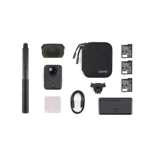 DJI Osmo 360 II Adventure Combo DJI-ZX200-C2 — 8K/60fps 360° Camera, IP68, 1/1.1" CMOS, 105GB Built-in (Black)
