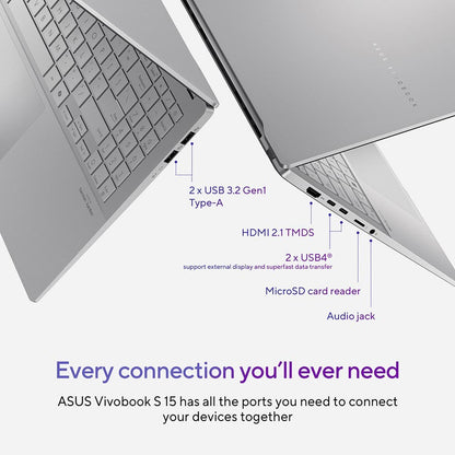 ASUS Vivobook S5507QA-MA007W True AI Laptop, Qualcomm X1P QS-X1P42100, 16GB RAM, 1TB SSD, Qualcomm Adreno, 15.6 3K OLED, Windows 11 Home, Cool Silver