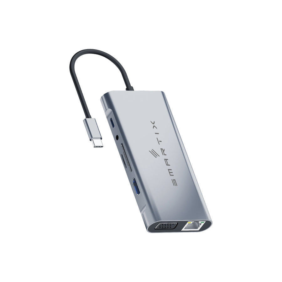 Smartix Premium 11-in-1 USB-C Hub with 100W USB-C PD, Silver