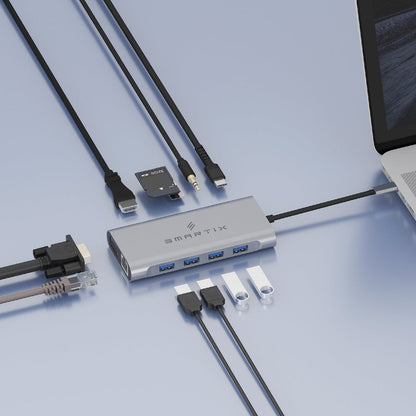 Smartix Premium 11-in-1 USB-C Hub with 100W USB-C PD, Silver