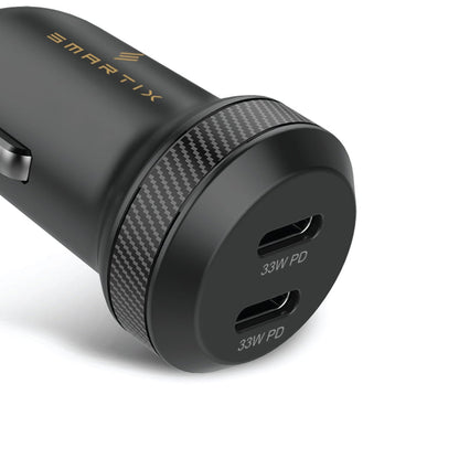 Smartix Premium 66W Fast Car Charger, Black