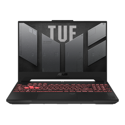 ASUS TUF Gaming A15 FA507 Graphite Black - Front View Keyboard Illuminated