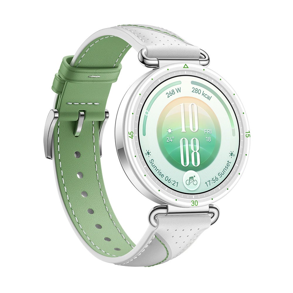 Huawei Watch GT 7 41mm Konsu Leather Strap Green White — Smartwatch