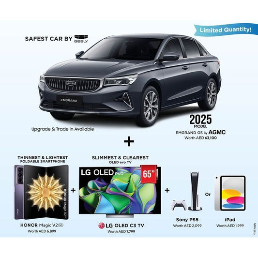 Geely EMGRAND GS Sedan Car + LG OLED TV 65 Inch + Honor Magic V2