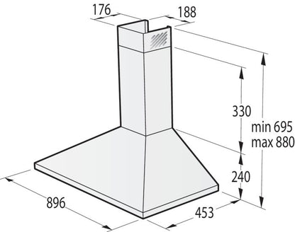 Gorenje Built in Wall Mounted Hood, 90 cm, Pyramid Design, Stainless Steel, WHC924EX