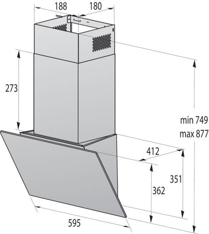 Gorenje Built-In Inclined Chimney Hood, 60 cm, Black, WHI644EB