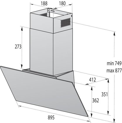Gorenje Built-In Inclined Chimney Hood, 90 cm, Black, WHI944EB