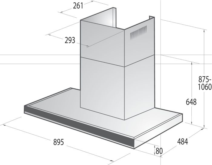 Gorenje Built-In Chimney Hood, T-shape, 90cm, Black, WHT944EBG